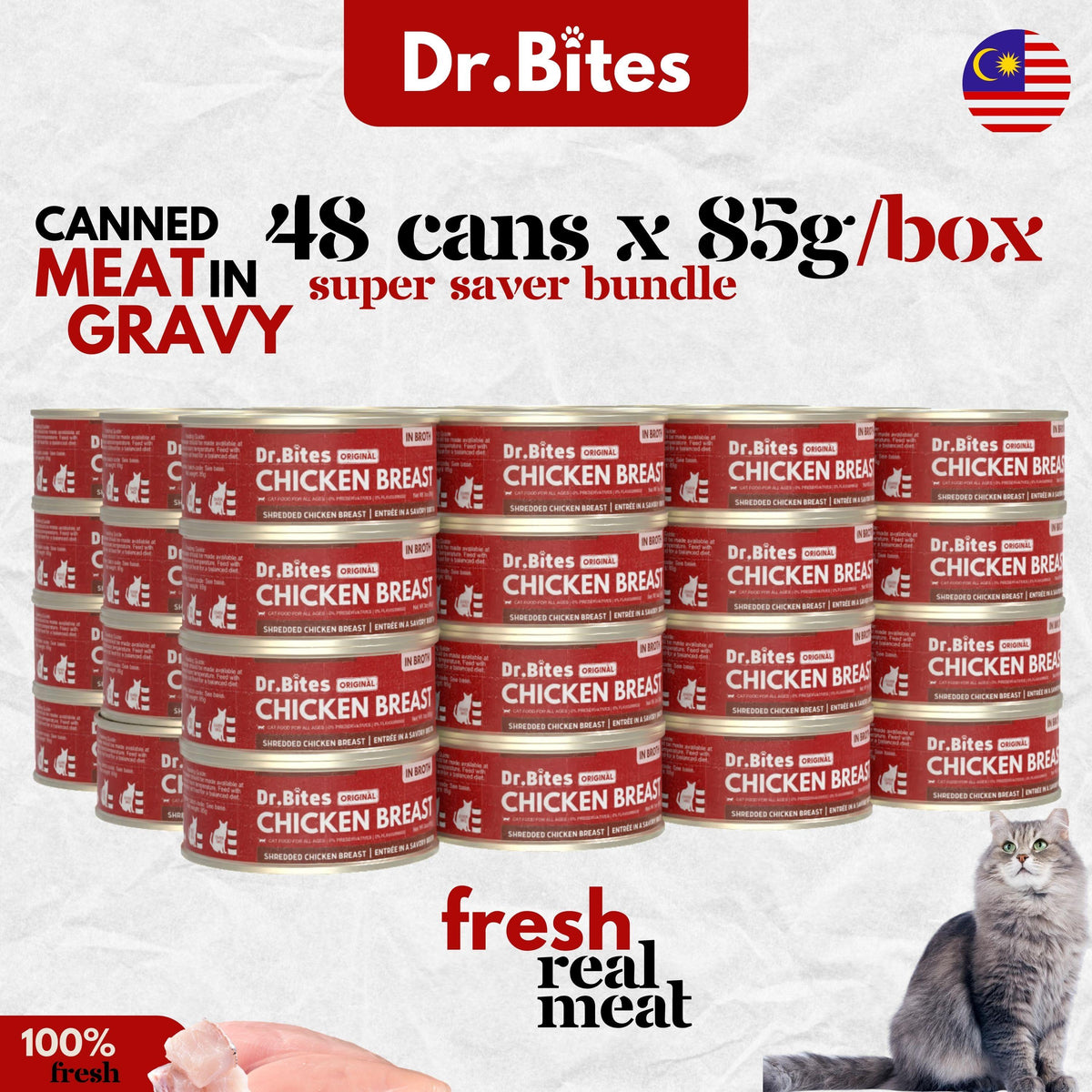 Dr.Bites Cat Canned Food (Wet Food) 85g x 48 pcs (In a BOX)