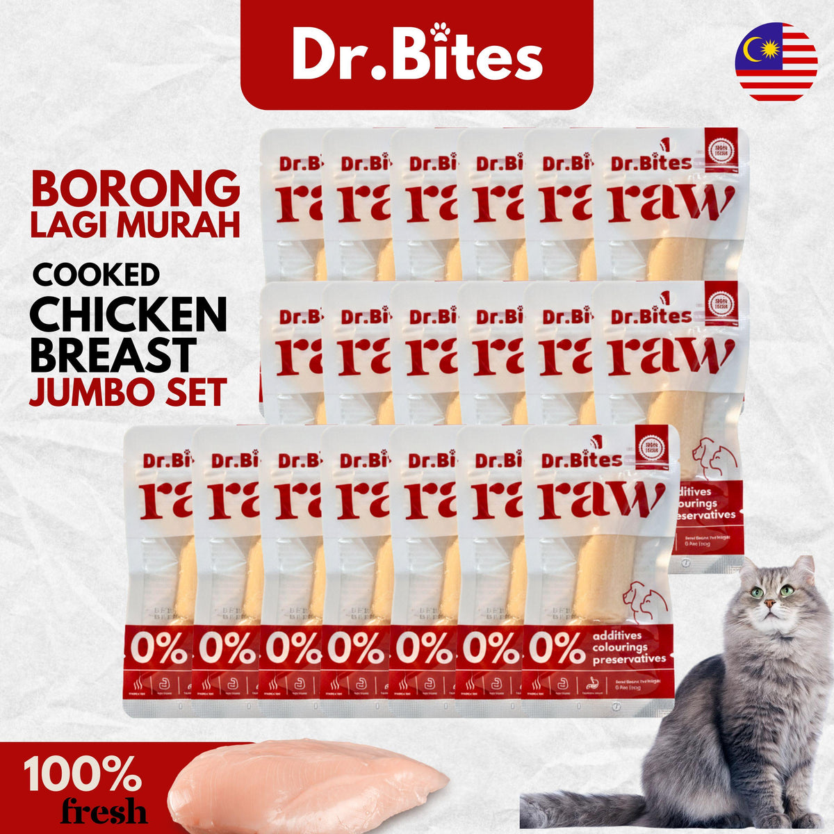 Dr. Bites Cooked Chicken Breast [Jumbo Set- Borong Lagi Murah]