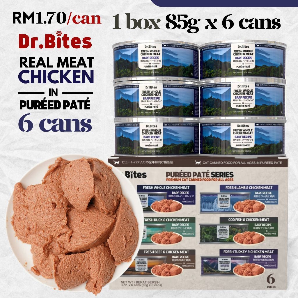 Dr.Bites Cat Canned Food [85g] BARF Recipe Pureed Pate Real Meat 85g