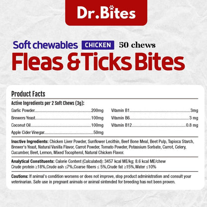 Dr. Bites Flea & Tick Bites Soft Chews 50 Chews (75g)