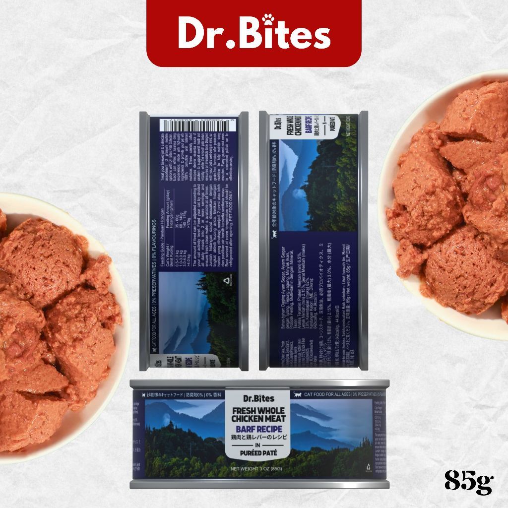 Dr.Bites Cat Canned Food [85g] BARF Recipe Pureed Pate Real Meat 85g