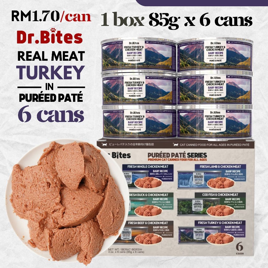Dr.Bites Cat Canned Food [85g] BARF Recipe Pureed Pate Real Meat 85g