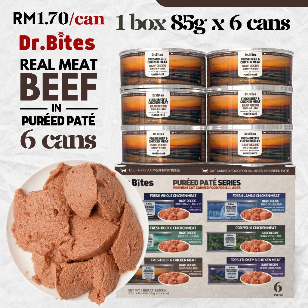 Dr.Bites Cat Canned Food [85g] BARF Recipe Pureed Pate Real Meat 85g