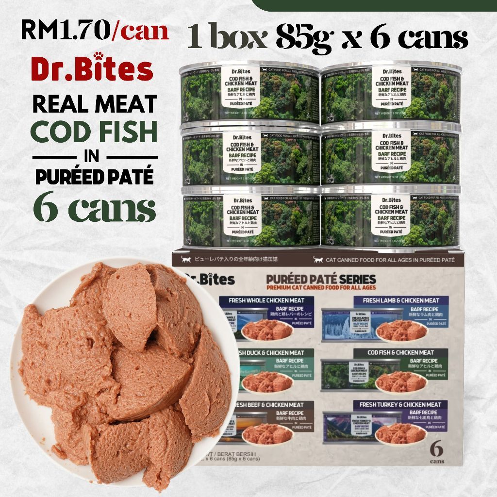 Dr.Bites Cat Canned Food [85g] BARF Recipe Pureed Pate Real Meat 85g