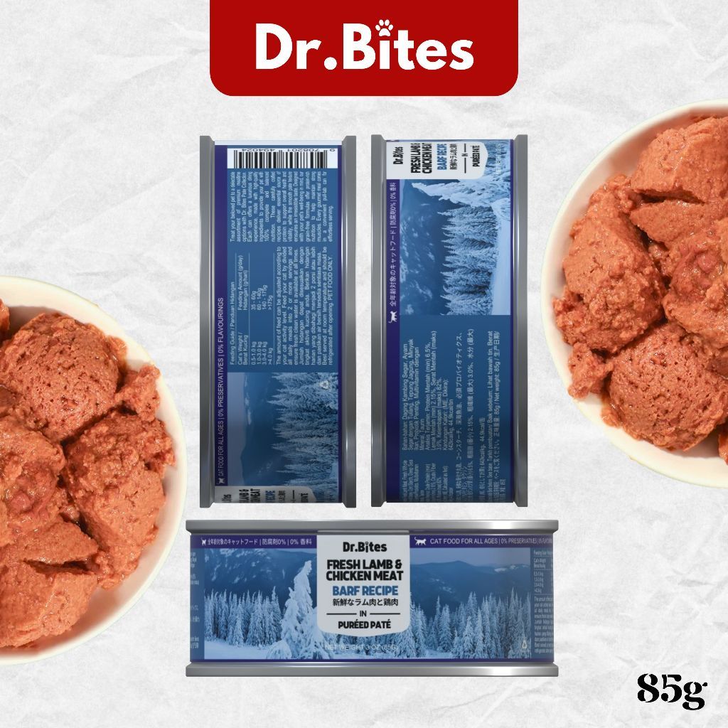 Dr.Bites Cat Canned Food [85g] BARF Recipe Pureed Pate Real Meat 85g
