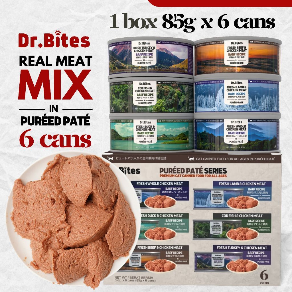 Dr.Bites Cat Canned Food [85g] BARF Recipe Pureed Pate Real Meat 85g