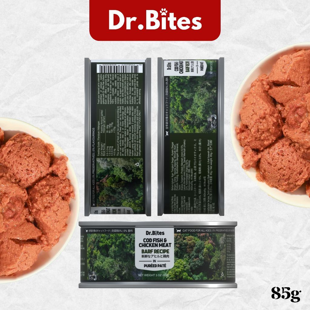 Dr.Bites Cat Canned Food [85g] BARF Recipe Pureed Pate Real Meat 85g