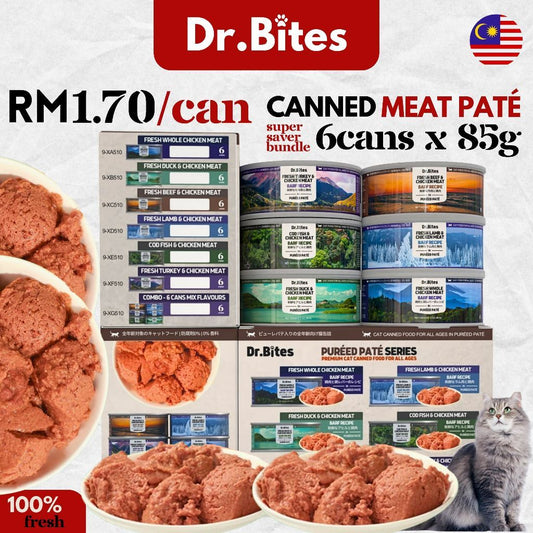 Dr.Bites Cat Canned Food [85g] BARF Recipe Pureed Pate Real Meat 85g