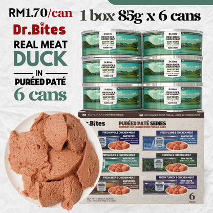Dr.Bites Cat Canned Food [85g] BARF Recipe Pureed Pate Real Meat 85g