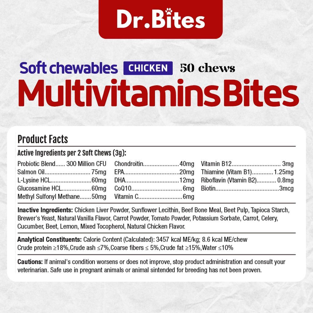 Dr. Bites 10-in-1 Multifunctional Bites Soft Chews 50 Chews (75g)