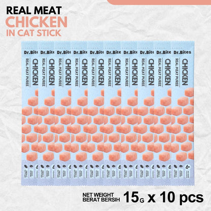 Dr. Bites Real Meat Cat Stick Puree [15g x 10pcs]