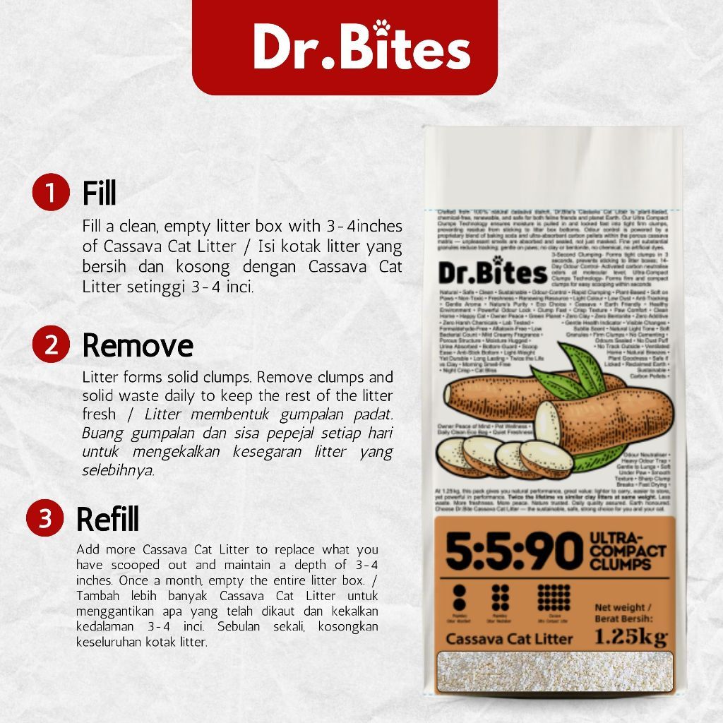 Dr.Bites Pure Cassava Cat Litter 4L/1.25kg