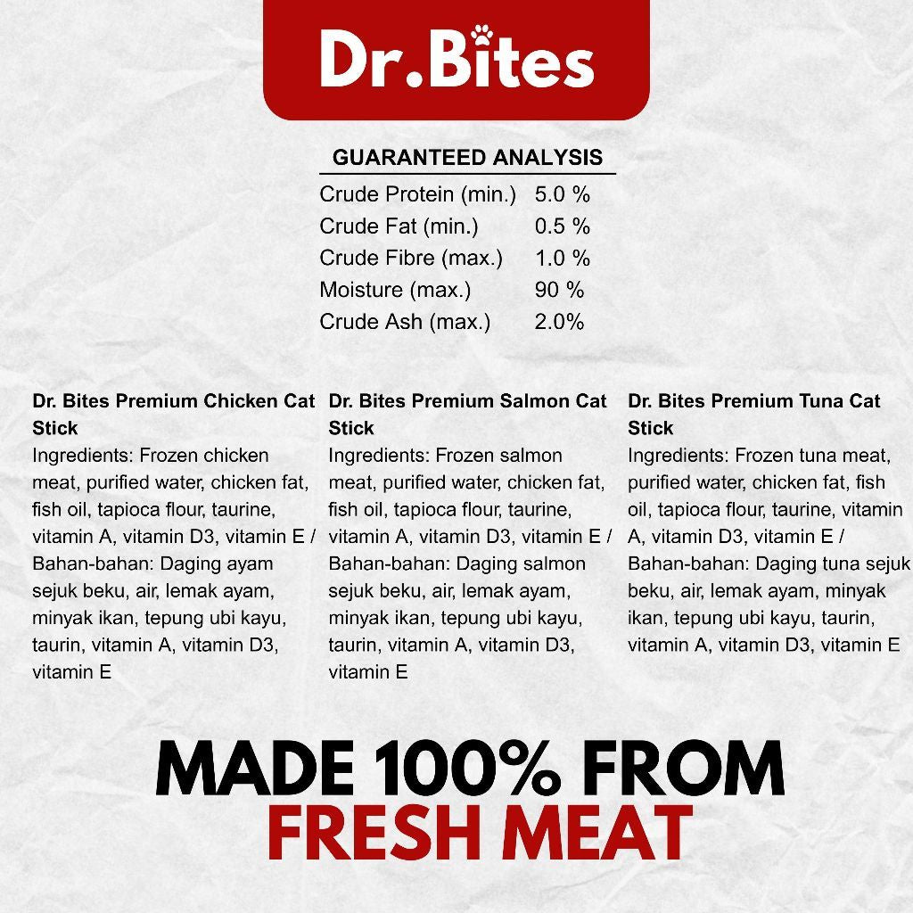 Dr. Bites Real Meat Cat Stick Puree [15g x 10pcs]