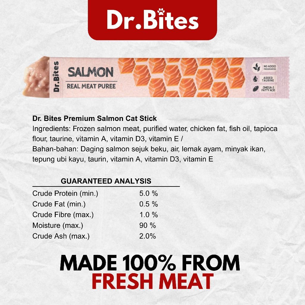 Dr. Bites Real Meat Cat Stick Puree [15g x 10pcs]